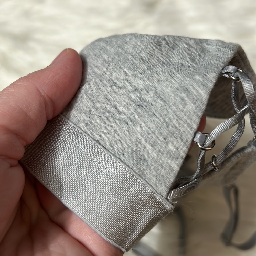Gray Satin-Trim Bralette with Adjustable Straps - Picture 11 of 12